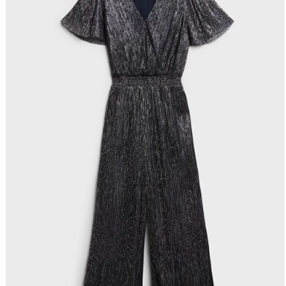 Banana Republic Metallic Jumpsuit with Flutter Sleeves